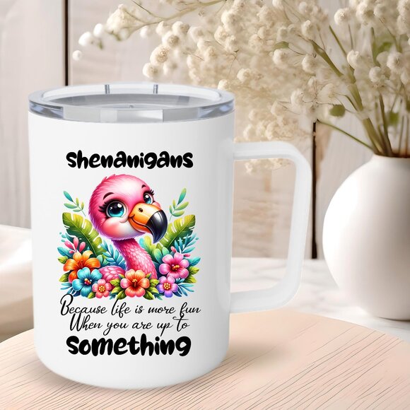 Funny Large Mug, Flamingo Travel Coffee Mug - Picture 1 of 3